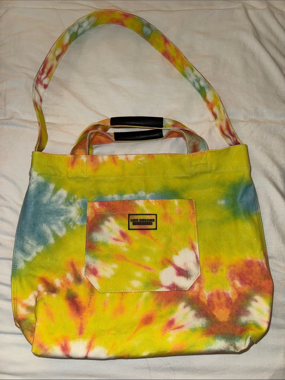 Like Dreams tie dye canvas tote